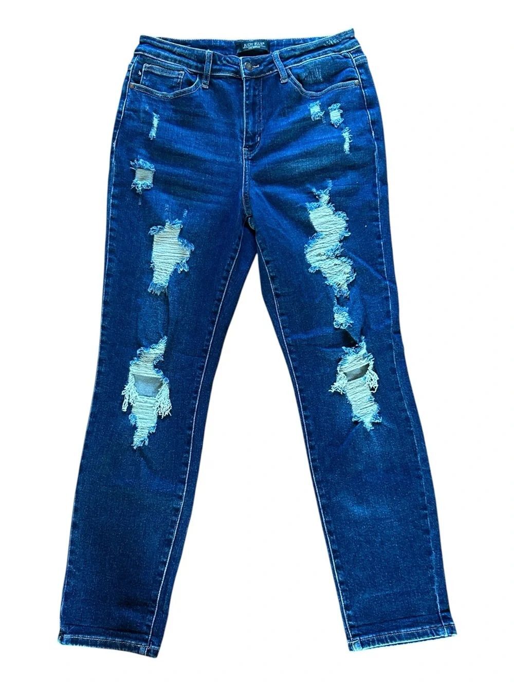 Judy Blue Dark Blue Distressed Boyfriend Jeans